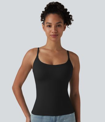 Scoop Neck Built-in Bra Casual Tank Top B-E Cups