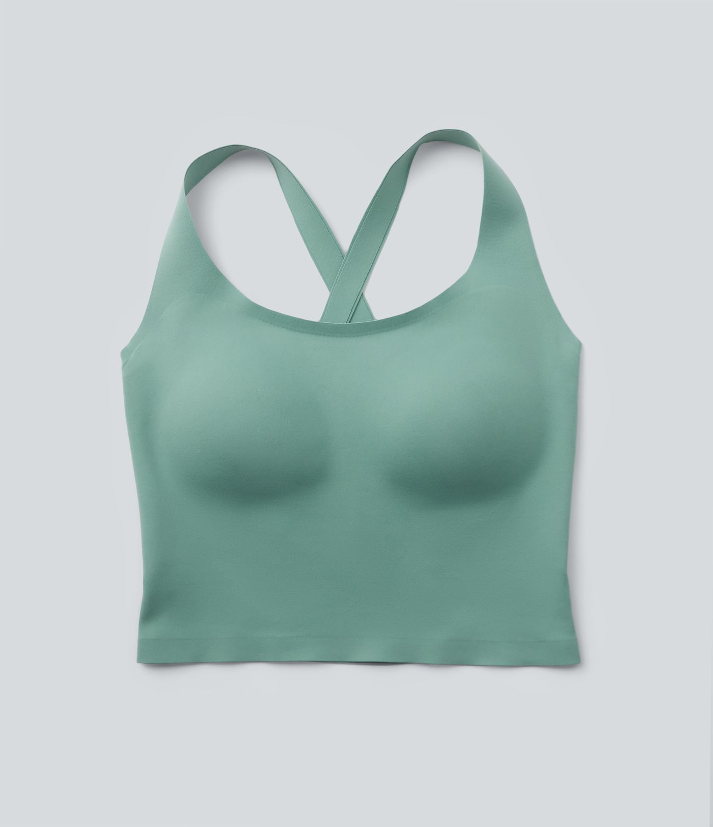U Neck Built-in Bra Cropped Casual Tank Top B-E Cups