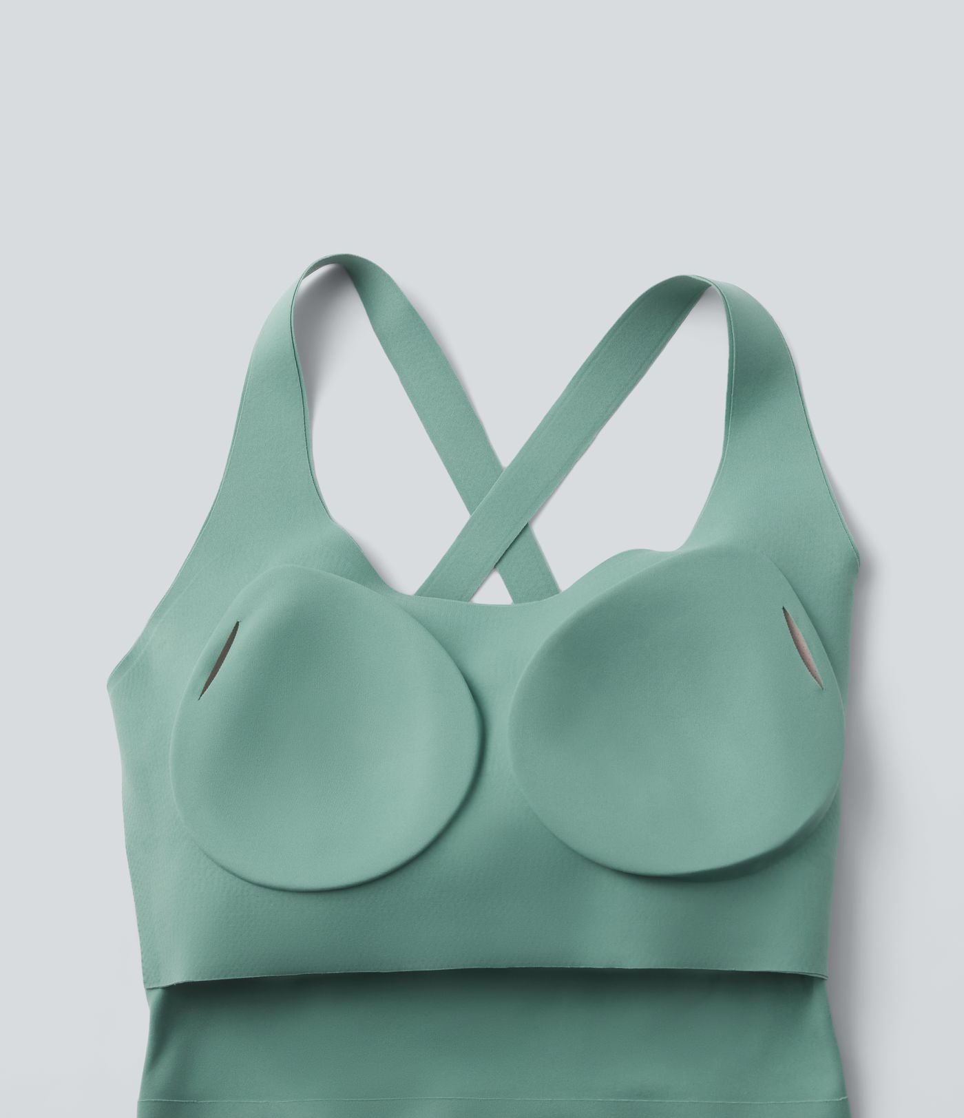 U Neck Built-in Bra Cropped Casual Tank Top B-E Cups