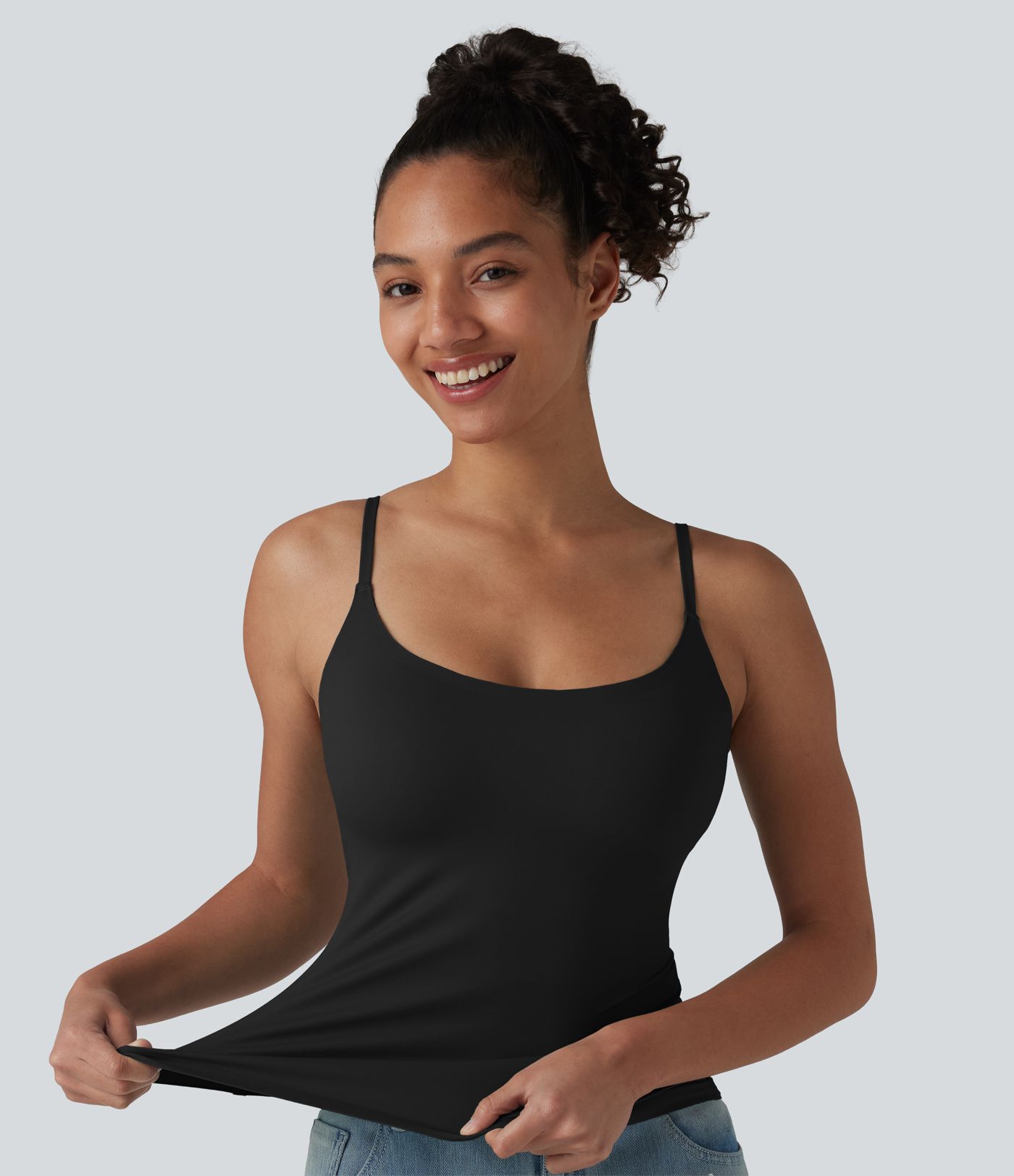 Scoop Neck Built-in Bra Casual Tank Top B-E Cups