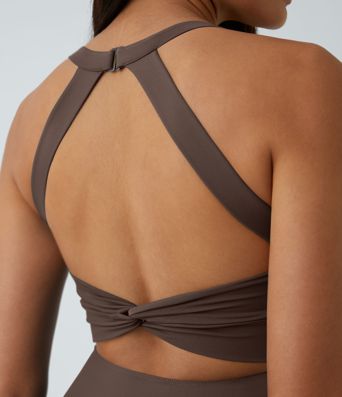 SoftlyZero™ Airy Backless Twisted Flare Low Support Dance Active Dress-Longer Length-Easy Peezy Edition A-C Cups