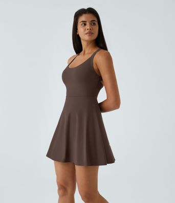SoftlyZero™ Airy Backless Twisted Flare Low Support Dance Active Dress-Longer Length-Easy Peezy Edition A-C Cups