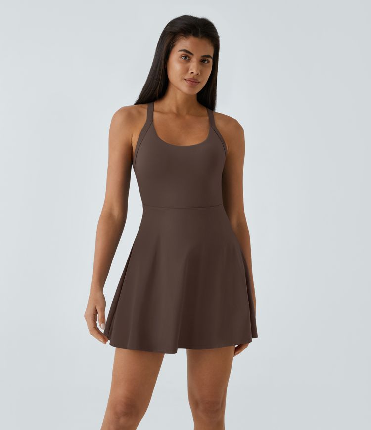 SoftlyZero™ Airy Backless Twisted Flare Low Support Dance Active Dress-Longer Length-Easy Peezy Edition A-C Cups