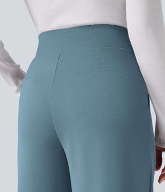 Pantalon de travail droit Halara Flex™ taille haute gainant en crêpe avec poches