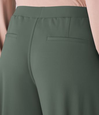 Pantalón  oficina tiro alto recto bolsillo lateral pinzas talla grande