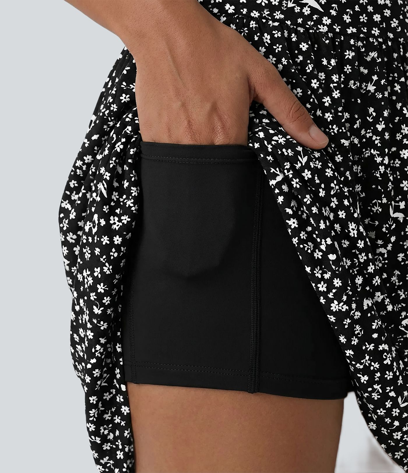 High Low 2-Piece Ditsy Floral Flowy Midi Dress with Pocket