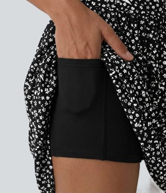 High Low 2-Piece Ditsy Floral Flowy Midi Dress with Pocket