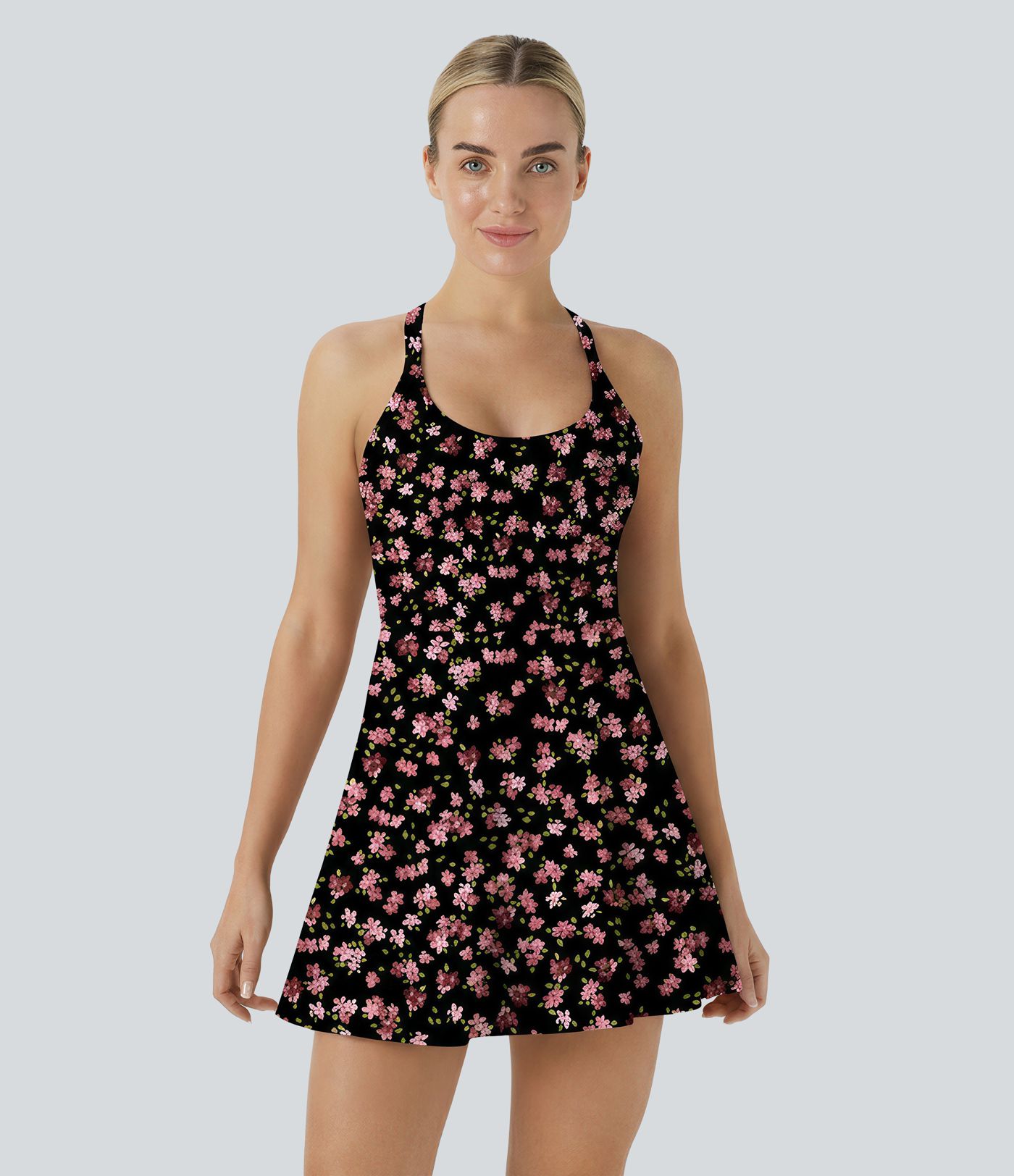 SoftlyZero™ Airy Ditsy Floral Cool Touch Mini Dance Active Dress with Pockets-Easy Peezy Edition