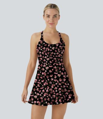 SoftlyZero™ Airy Ditsy Floral Cool Touch Mini Dance Active Dress with Pockets-Easy Peezy Edition