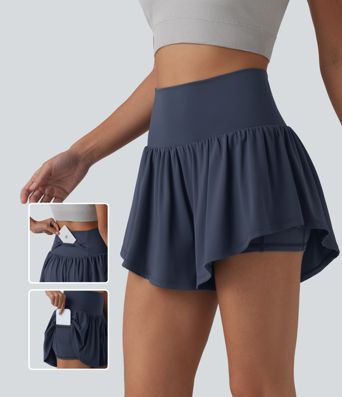 SoftlyZero™ Airy High Waisted 2-in-1 Cool Touch Yoga Shorts 3'' with Pockets