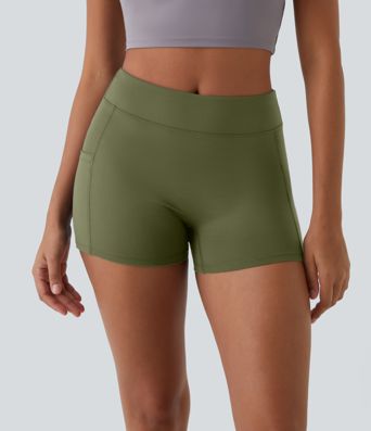 SoftlyZero™ Airy High Waisted Pocket Plain Cool Touch Yoga Shorts 3.5"-UPF50+