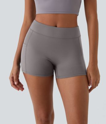 SoftlyZero™ Airy High Waisted Pocket Plain Cool Touch Yoga Shorts 3.5"-UPF50+