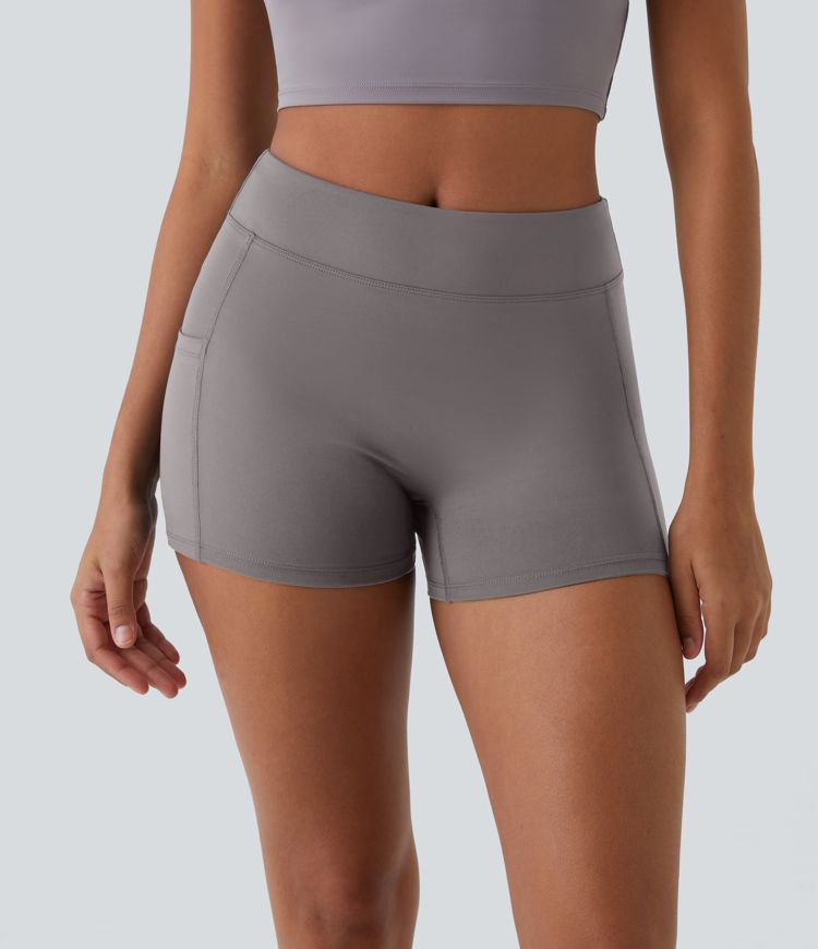 SoftlyZero™ Airy High Waisted Pocket Plain Cool Touch Yoga Shorts 3.5"-UPF50+
