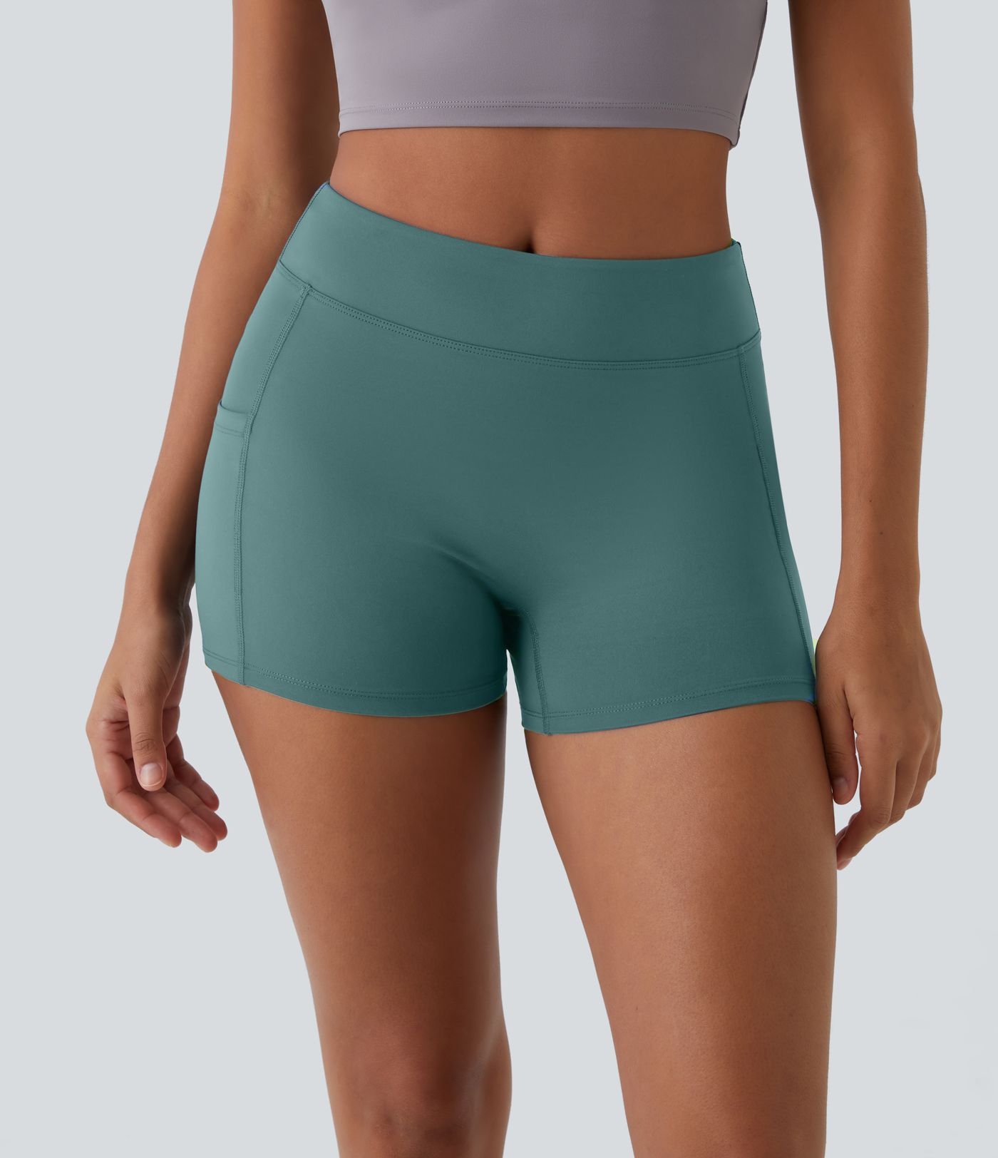Softlyzero™ Airy  Einfarbige Cool-Touch-Yoga-Shorts mit hoher Taille und Seitentasche 8,9 cm