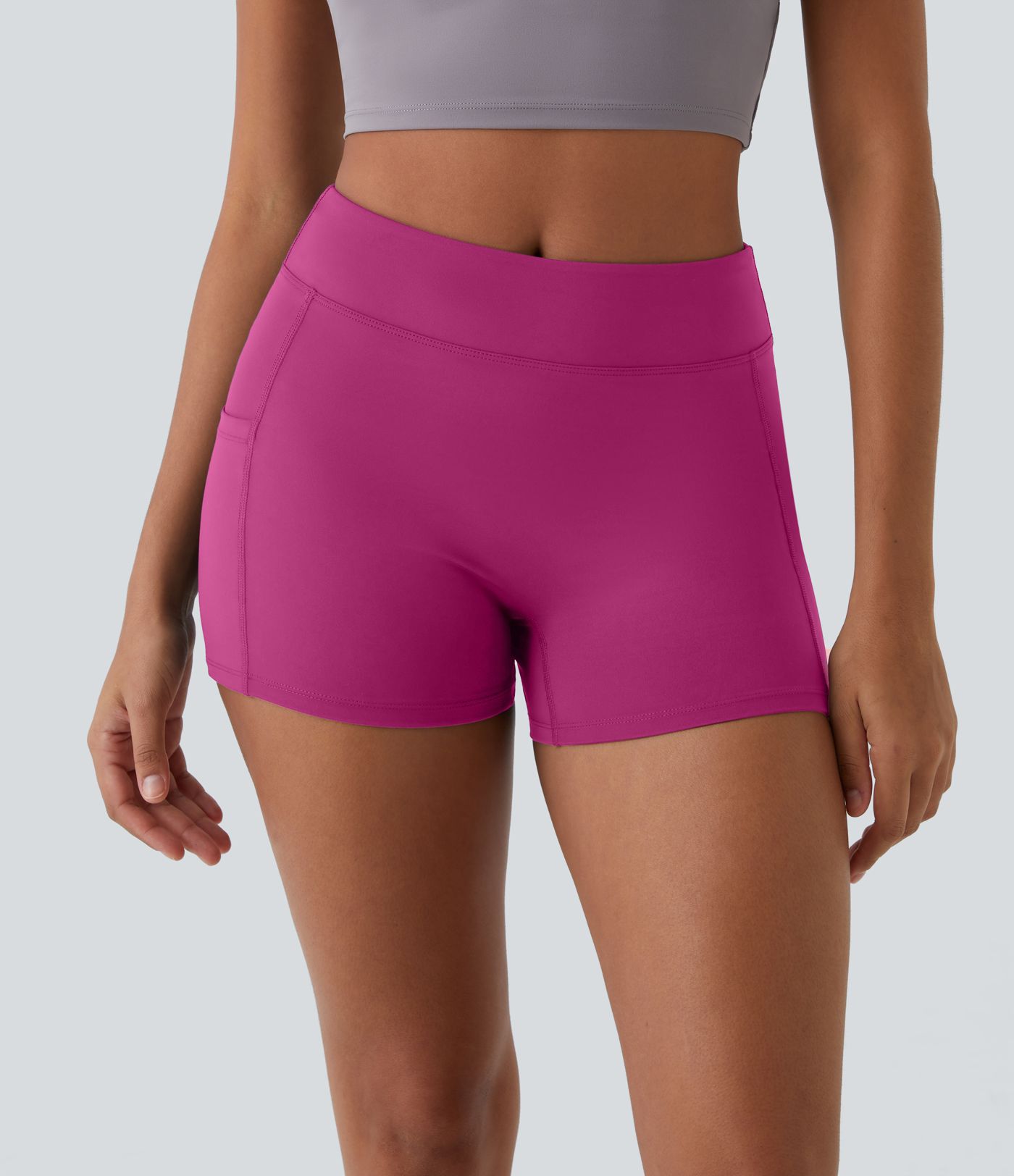 SoftlyZero™ Airy High Waisted Pocket Plain Cool Touch Yoga Shorts 3.5"-UPF50+