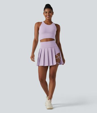 Breezeful™ - Plissierter 2-in-1 Minirock mit hohem Bund, Taschen und asymmetrischem Saum - schnelltrocknend, extralang Breezeful™ - Plissierter 2-in-1 Minirock mit hohem Bund, Taschen und asymmetrischem Saum - schnelltrocknend, extralang