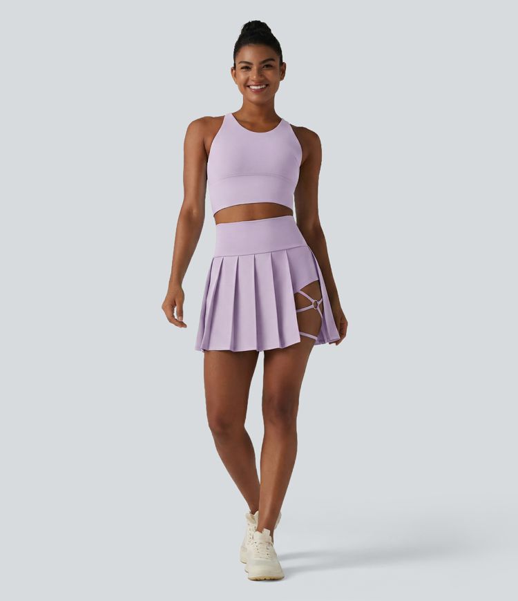 Breezeful™ - Plissierter 2-in-1 Minirock mit hohem Bund, Taschen und asymmetrischem Saum - schnelltrocknend, extralang Breezeful™ - Plissierter 2-in-1 Minirock mit hohem Bund, Taschen und asymmetrischem Saum - schnelltrocknend, extralang
