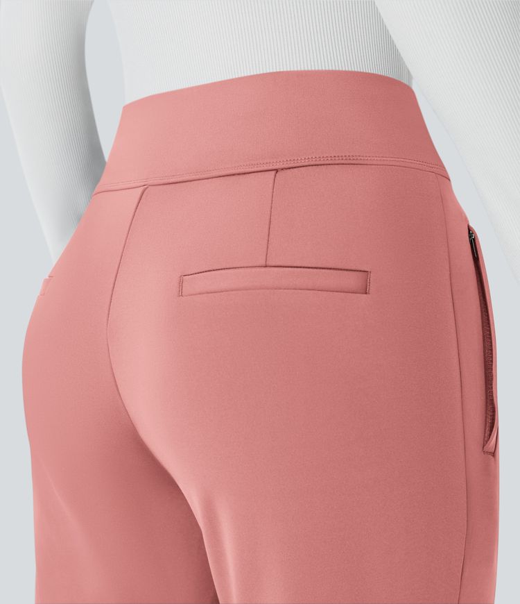Pantalon tailleur évasé taille mi-haute Halara Flex™ DayStretch avec zip latéral et poches