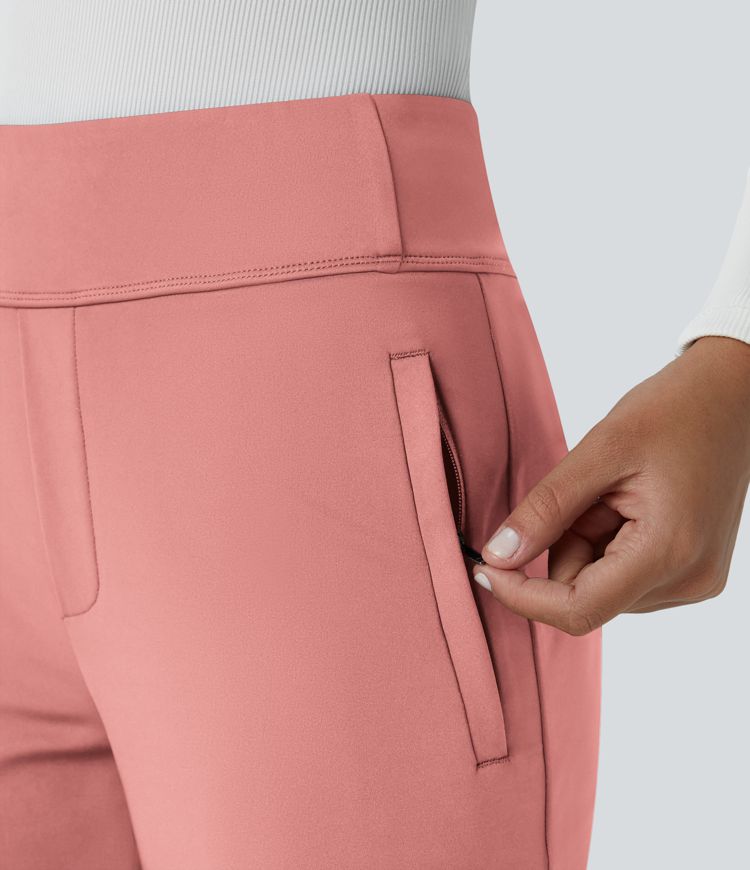 Pantalon tailleur évasé taille mi-haute Halara Flex™ DayStretch avec zip latéral et poches