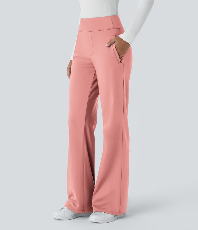 Pantalon tailleur évasé taille mi-haute Halara Flex™ DayStretch avec zip latéral et poches
