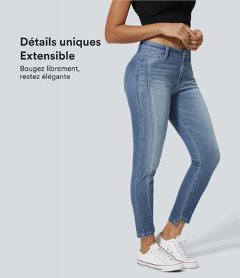 Halara Flex™ Jean skinny Casual Taille Mi-Haute Fermeture Éclair Boutonnée Plusieurs Poches Tricot Extensible