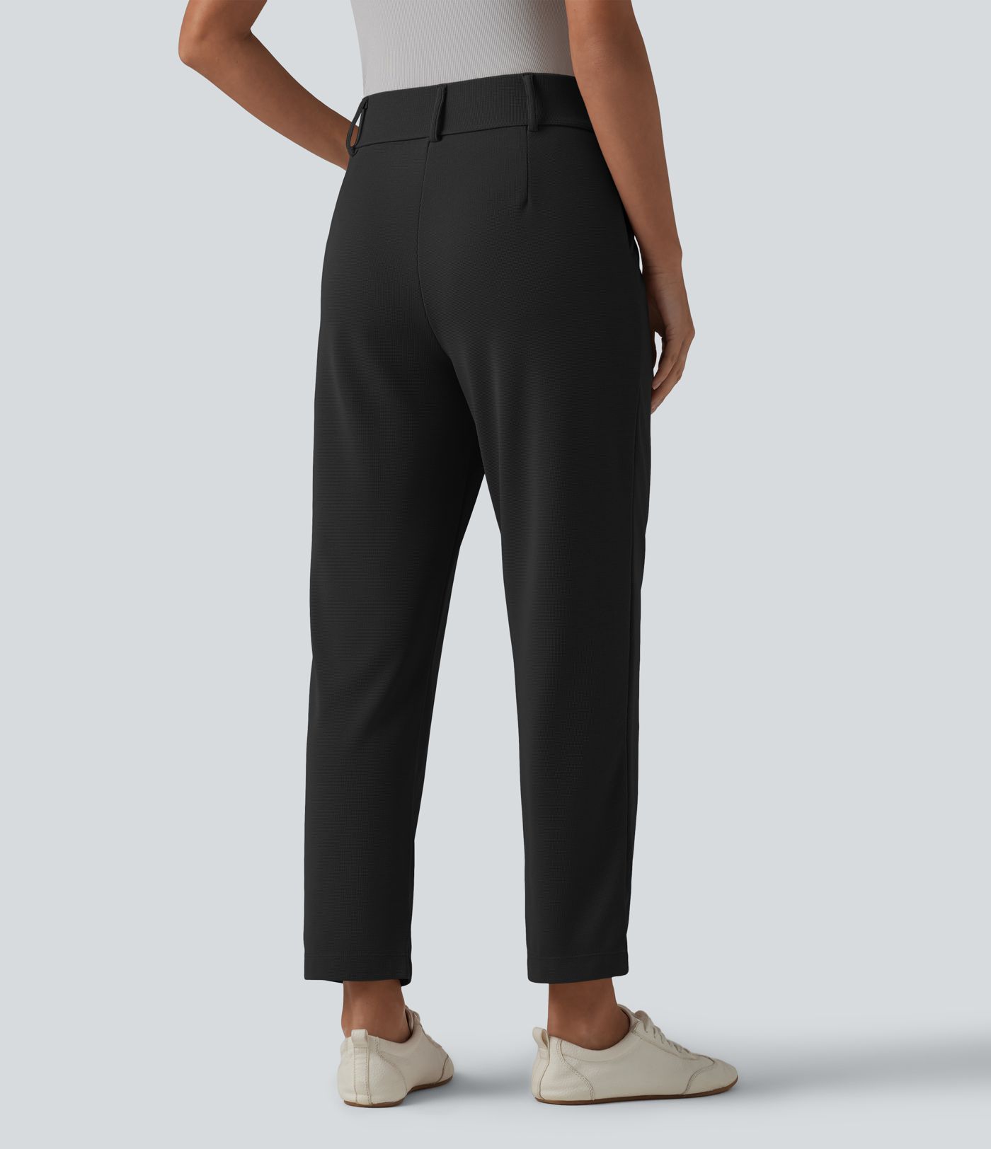 Halara Flex™ - Schmal zulaufende Bürohose mit hohem Bund, Seitentaschen und Waffelstoff