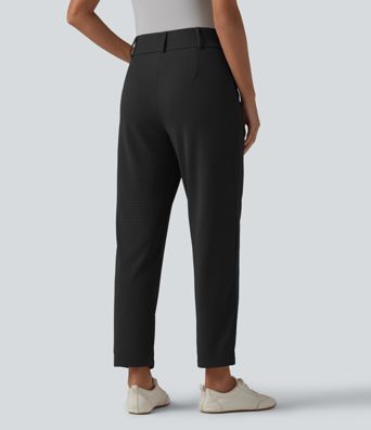 Halara Flex™ - Schmal zulaufende Bürohose mit hohem Bund, Seitentaschen und Waffelstoff