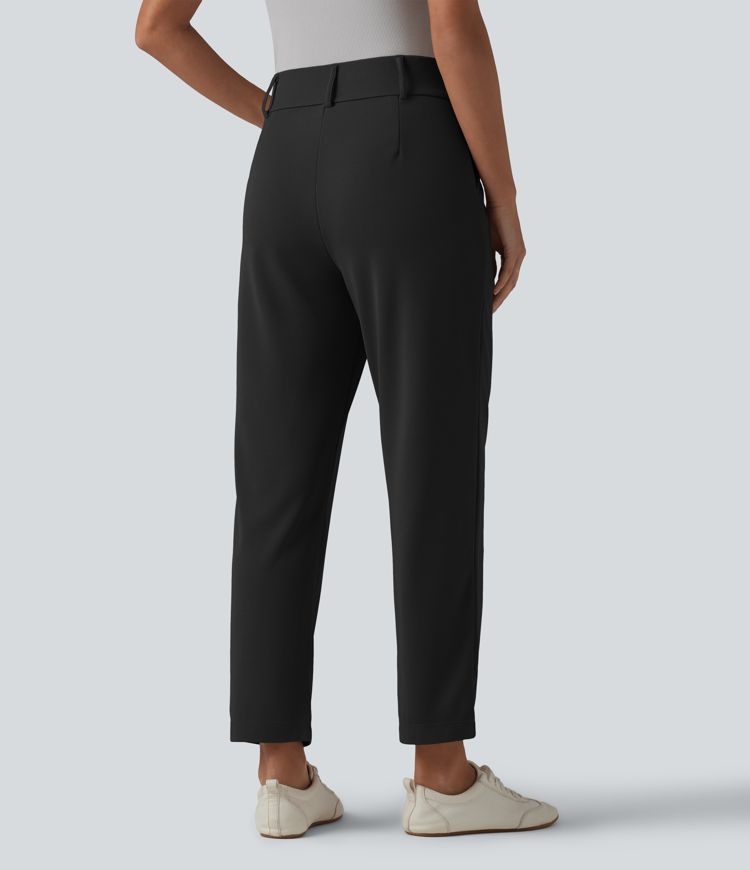 Halara Flex™ - Schmal zulaufende Bürohose mit hohem Bund, Seitentaschen und Waffelstoff