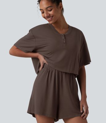 Lässiger Einteiler mit Henley-Ausschnitt und mehreren Taschen - Easy Peezy