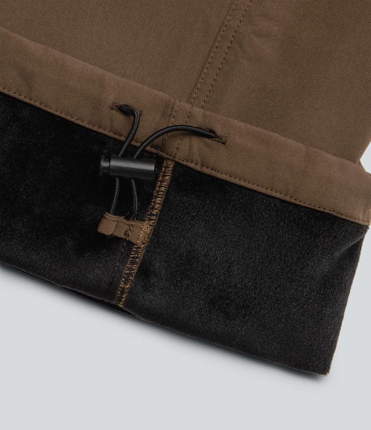 Pantalon parachute large fluide décontracté en polaire taille haute avec poches