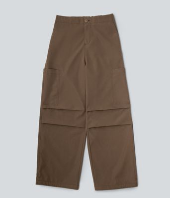 Pantalon parachute large fluide décontracté en polaire taille haute avec poches