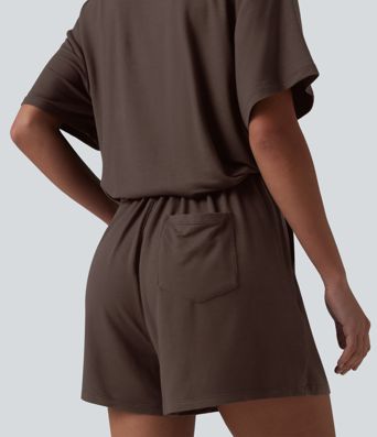 Lässiger Einteiler mit Henley-Ausschnitt und mehreren Taschen - Easy Peezy