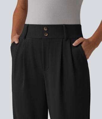 Halara Flex™ - Schmal zulaufende Bürohose mit hohem Bund, Seitentaschen und Waffelstoff