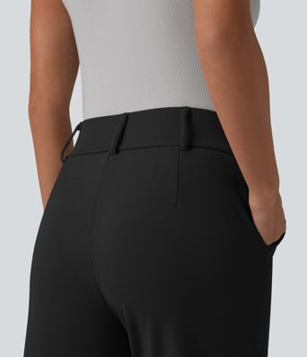 Halara Flex™ - Schmal zulaufende Bürohose mit hohem Bund, Seitentaschen und Waffelstoff