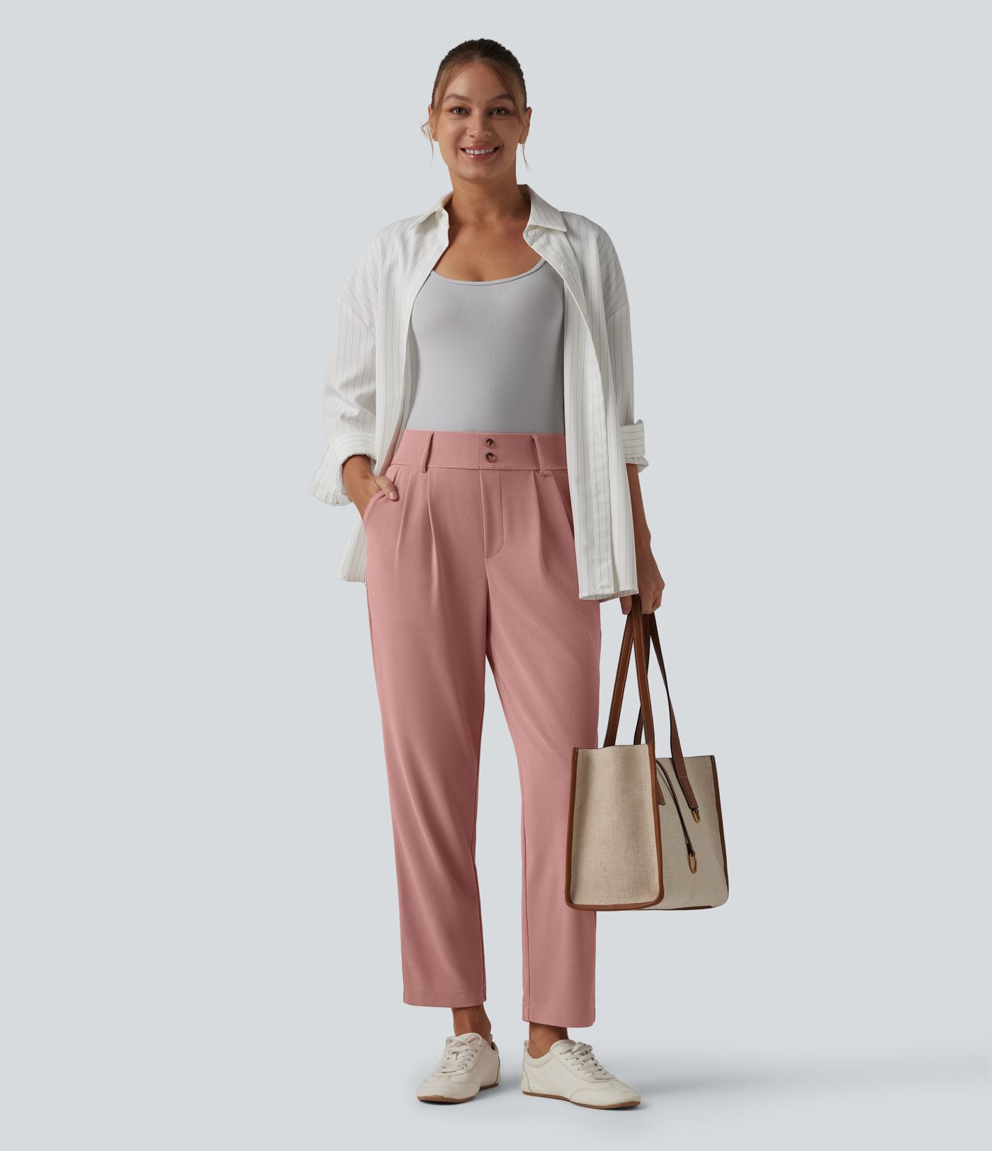 Halara Flex™ High Waisted Tapered Waffle Work Pants with Pockets