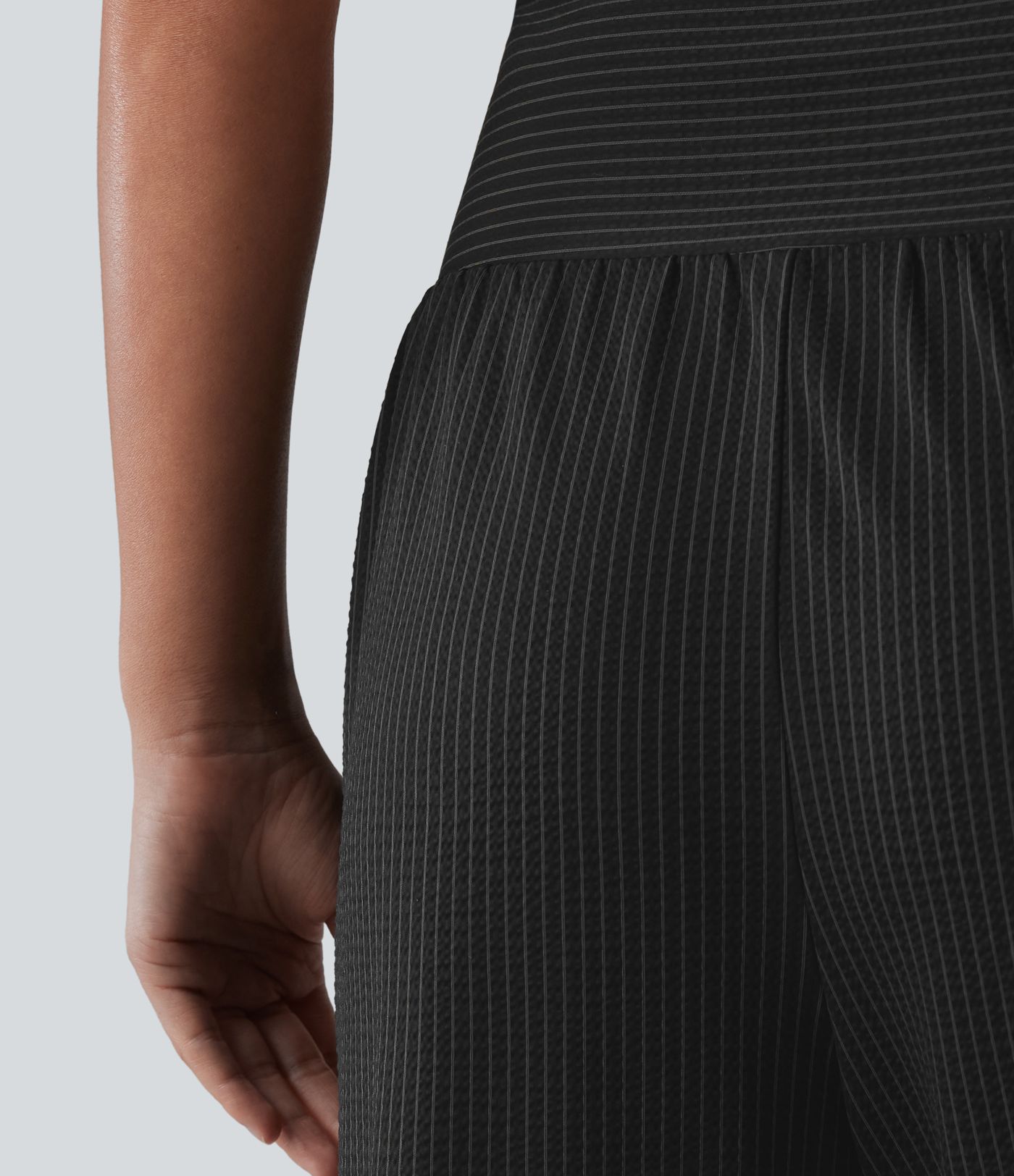 High Waisted Tummy Control Stripe Quick Dry Casual Pants with Pockets-UPF40+