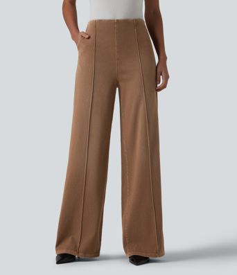 Halara Flex™ - Büro-Jeans mit hohem Bund, Seitentaschen und weitem Bein Halara Flex™ - Büro-Jeans mit hohem Bund, Seitentaschen und weitem Bein
