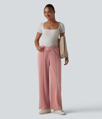 Halara Flex™ High Waisted Straight Leg Waffle Work Pants with Pockets