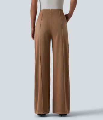 Halara Flex™ - Büro-Jeans mit hohem Bund, Seitentaschen und weitem Bein Halara Flex™ - Büro-Jeans mit hohem Bund, Seitentaschen und weitem Bein