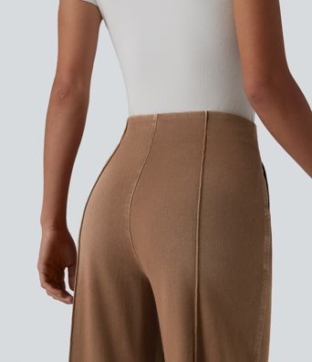 Halara Flex™ - Büro-Jeans mit hohem Bund, Seitentaschen und weitem Bein Halara Flex™ - Büro-Jeans mit hohem Bund, Seitentaschen und weitem Bein