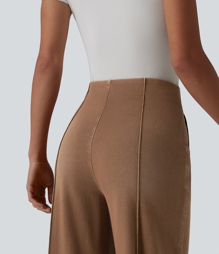 Halara Flex™ - Büro-Jeans mit hohem Bund, Seitentaschen und weitem Bein Halara Flex™ - Büro-Jeans mit hohem Bund, Seitentaschen und weitem Bein