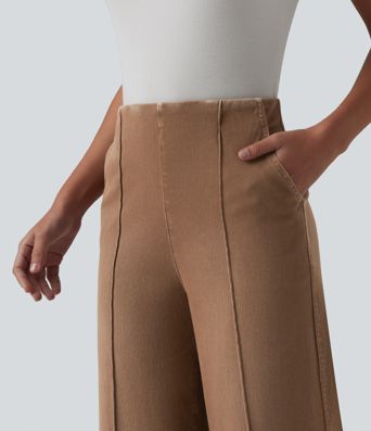 Halara Flex™ - Büro-Jeans mit hohem Bund, Seitentaschen und weitem Bein Halara Flex™ - Büro-Jeans mit hohem Bund, Seitentaschen und weitem Bein