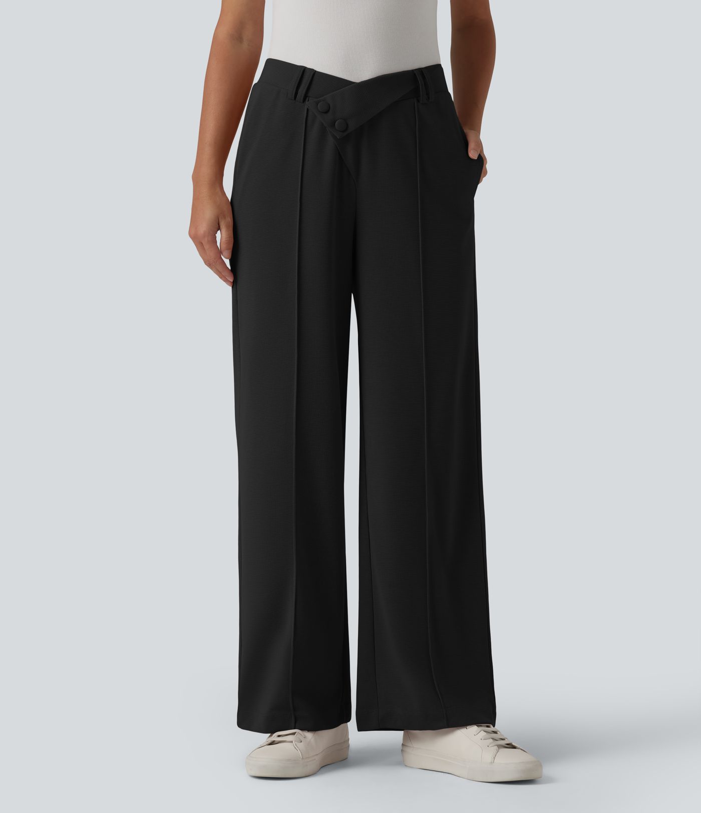 Halara Flex™ High Waisted Straight Leg Waffle Work Pants with Pockets