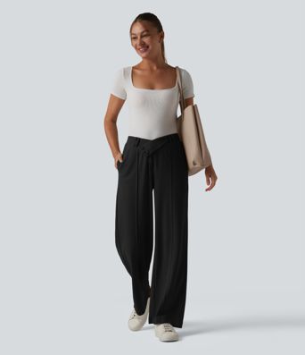 Halara Flex™ High Waisted Straight Leg Waffle Work Pants with Pockets