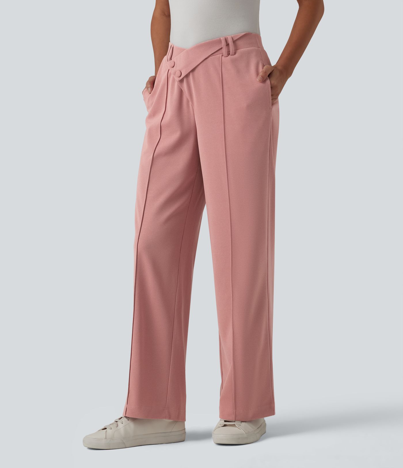 Halara Flex™ High Waisted Straight Leg Waffle Work Pants with Pockets