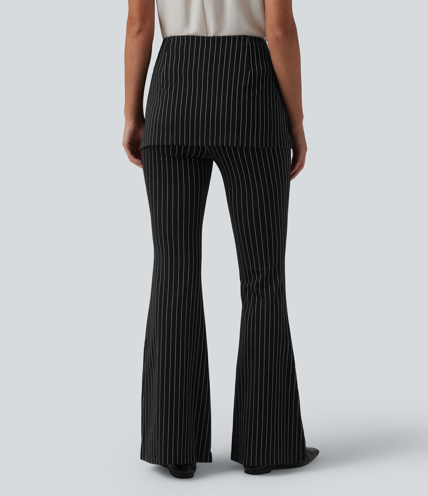 High Waisted Stripe Cool Touch Flare Work Pants