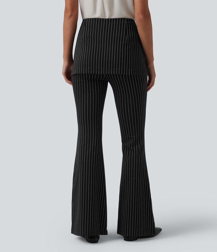 High Waisted Stripe Cool Touch Flare Work Pants