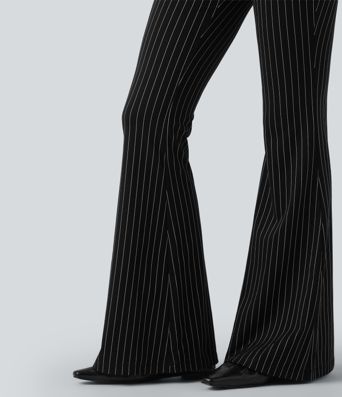 High Waisted Stripe Cool Touch Flare Work Pants