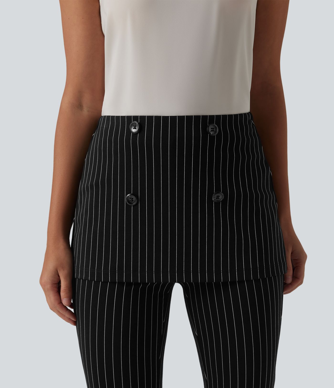 High Waisted Stripe Cool Touch Flare Work Pants