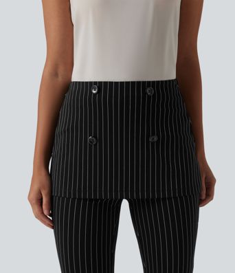 High Waisted Stripe Cool Touch Flare Work Pants